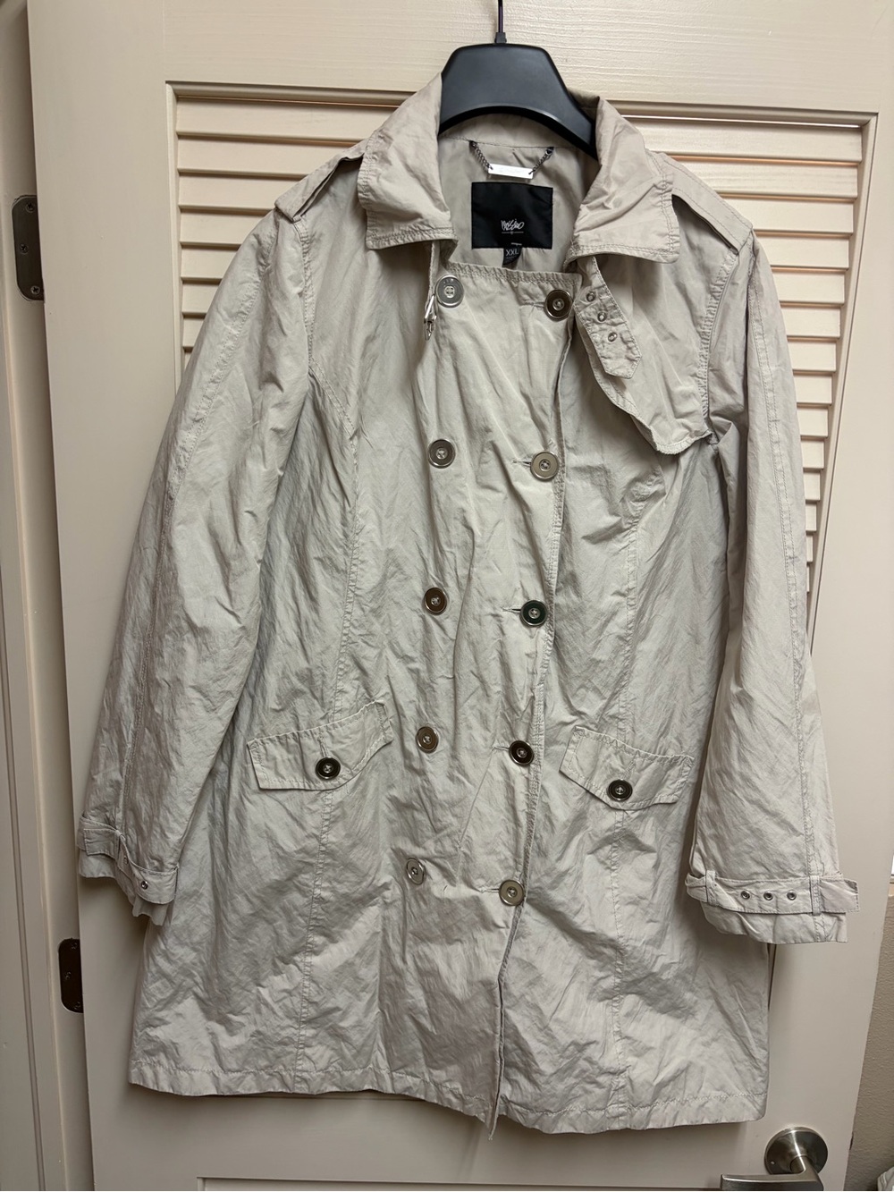 Mossimo Womens XXL Trench Coat Beige Double Breasted Long Raincoat Jacket '10